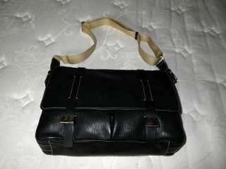   BLK Pebbled Leather Messenger Field Brief Satchel Bag Italy  