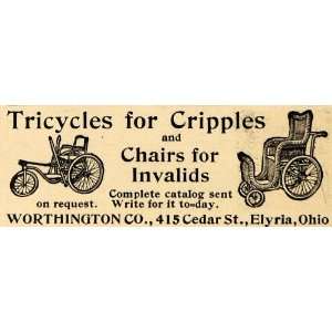  1911 Ad Tricycles Cripples Chairs Invalids Worthington 