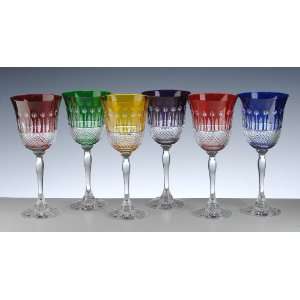  Cristal de Paris Yvan Color Cristal Wine Glasses Kitchen 