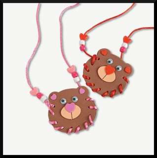 Teddy Bear Necklace Lacing Craft Kit for Kids ABCraft Party Activity 
