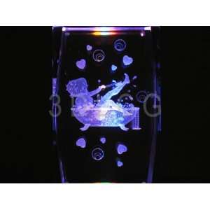  Boop in Tub Hearts Bubbles 3D Laser Etched Crystal 