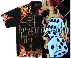 NEW Vegas craps dice flames biker shirt, Dragonfly, XL  