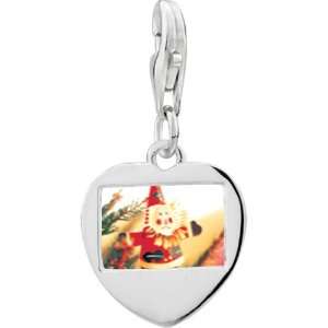  925 Sterling Silver Santa Claus Ornament Photo Heart Frame 