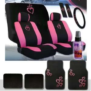  Universal Heart Design Car Seat Covers Set with Front and Rear Seat 
