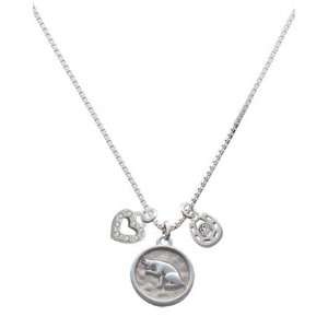  Sitting Cat   Round Seal, Love, and Luck Charm Necklace 