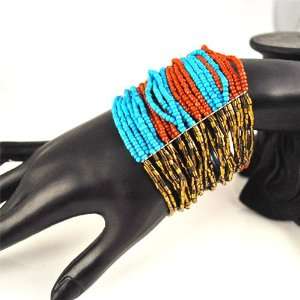  Multi strand Colorful Sead Beads Bracelet Bangle, BR 1331 