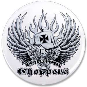  3.5 Button US Custom Choppers Iron Cross Hat and Engine 