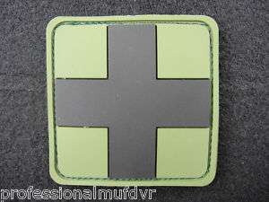 PVC MEDIC RED CROSS VELCRO PATCH PARAMEDIC GEAR Forest  