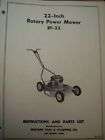 Western Tool Homko MDL RF 22 Lawnmower Parts Manual