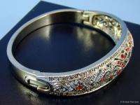   Charter Club FILIGREE Bangle BRACELET w Red CRYSTAL Accents  