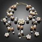   Ivory Pearl Flower Rhinestone Necklace Earring Set Swarovski Crystal