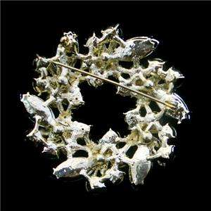 Charm Flower Wreath Brooch Pin Multi Swarovski Crystal  
