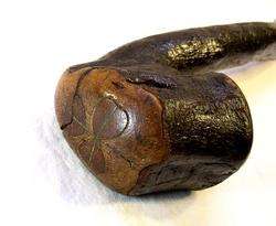   Antique Irish Blackthorn Shillelagh Cudgel Carved Shamrock C 1870