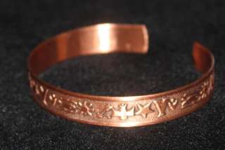 Vintage Copper Embossed Cuff Bracelet  