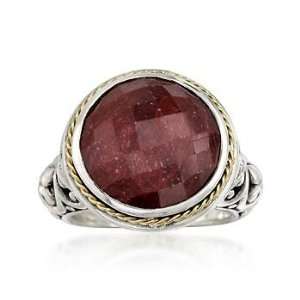 Balinese 15.00 Carat Ruby Ring In 14kt Yellow Gold and Sterling Silver