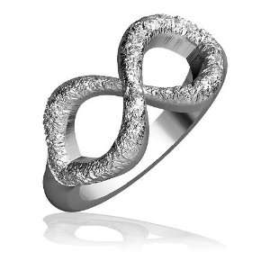 Infinity Ring with Rough Texture on Infinity Symbol, 10mm in Sterling 