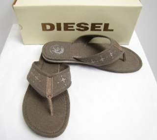 Diesel Shoes Samar Flip Flops Sandels Designer Fossil Brown Men New 
