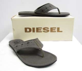 Diesel Shoes Samar Flip Flops Sandels Designer Night Olive Men New 