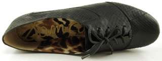 SAM EDELMAN CORY Black Snake Print Lace up Womens Oxford Shoes 8 