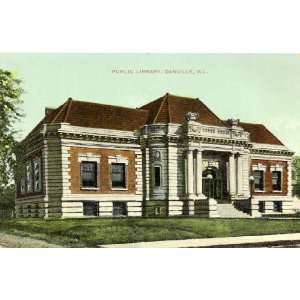  Vintage Postcard   Public Library   Danville Illinois 