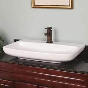Darcy Rectangular Vessel Sink   Single Faucet Hole Drilling   White