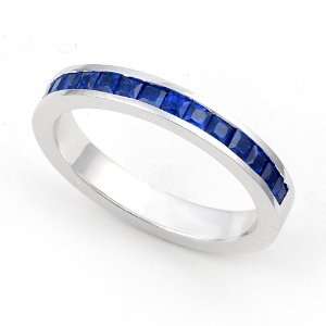   Channel set Blue Sapphire Wedding Band Ring, 4 Juno Jewelry Jewelry