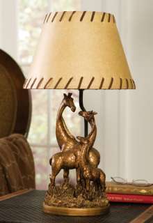 Safari Home Theme Decor Giraffe Family Statue Table Lamp  