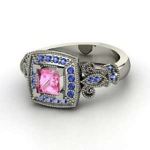  Dauphine Ring, Princess Pink Sapphire Platinum Ring with 