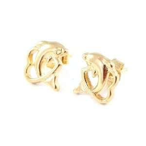  Earrings plated gold Dauphins Damour two tone. Jewelry