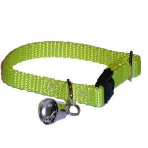 Sandia Pet Products Neon Yellow Ferret Collar with Bell   adjustable 4 