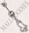 0153 steel belly naval ring heart star dangly clear cub