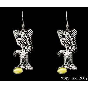   with Gem, Sterling Silver, Yellow set gemstone, Eagle Animal Jewelry