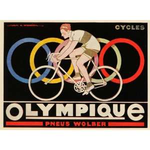  1926 Jean Adrien Mercier Bike Wolber Tires Poster Print 