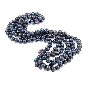 DaVonna Peacock Black Freshwater Pearl 64 inch Endless Necklace (8 9 