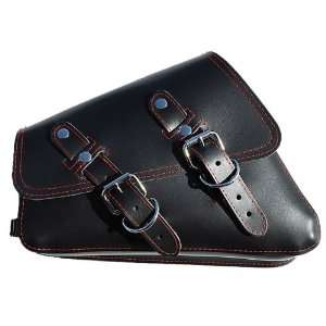   Sportster Black Leather Saddle Bag with Red Stitching 