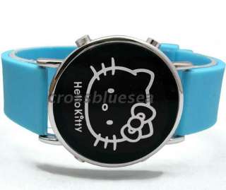 HelloKitty Lady Girl LED Wrist Watch red light Silicone band watches 