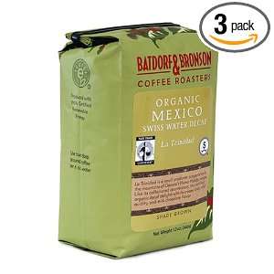 Batdorf & Bronson Mexico, Whole Bean Coffee, Organic, Decaf, 12 Ounce 