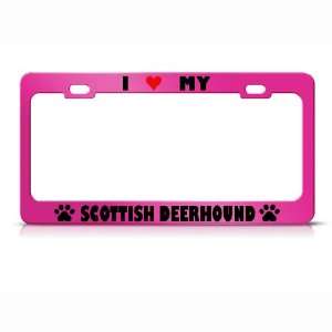 Scottish Deerhound Paw Love Heart Pet Dog Metal license plate frame 