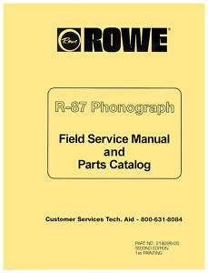 Rowe AMI R 87 R87 Golden 7, Sapphire 7 Repair Manual  