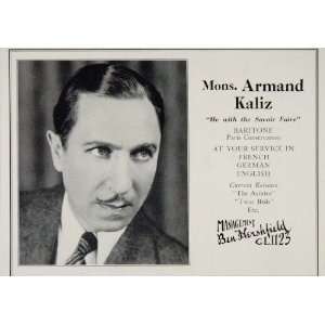  1930 Armand Kaliz Baritone Aviator Ben Hershfield Ad 