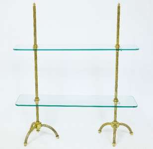 ORNATE BRASS AND GLASS SHELVES CIRCA 1930  