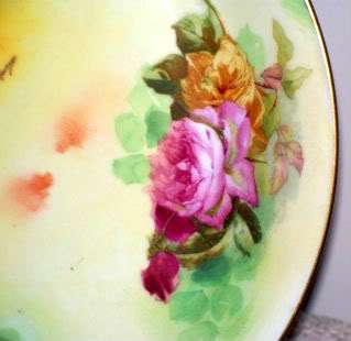 Antique Limoges Large 12 Hand Painted Charger Plate Bright Vivid 