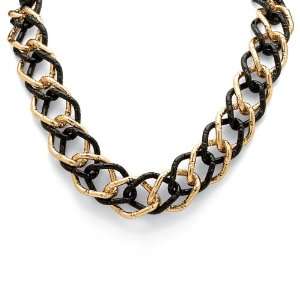   Jewelry Gold Tone/Black Ruthenium Finish Curb Link Necklace Jewelry