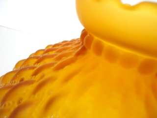   Amber Glass 10 in Student Kerosene Oil Lamp Shade Quilted Beaded Quilt