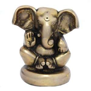  Brass Sculpture Hindu God Ganesha 2.5 inches