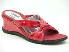 New ROMUS HELLE Knotted Red Patent Wedge Sandals Slip on Shoes Womens 