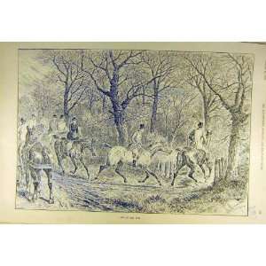   Hunting Out Of Run Horses Riders Hunt Forest Print