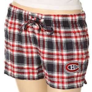   Canadiens Ladies Navy Blue Red Plaid Lounge Shorts