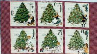 Tidings Great Joy Block Christmas Fabric Panel Christmas trees 
