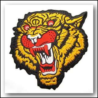 Large Detailed Iron on Embroidered Rampant Tiger Patch  